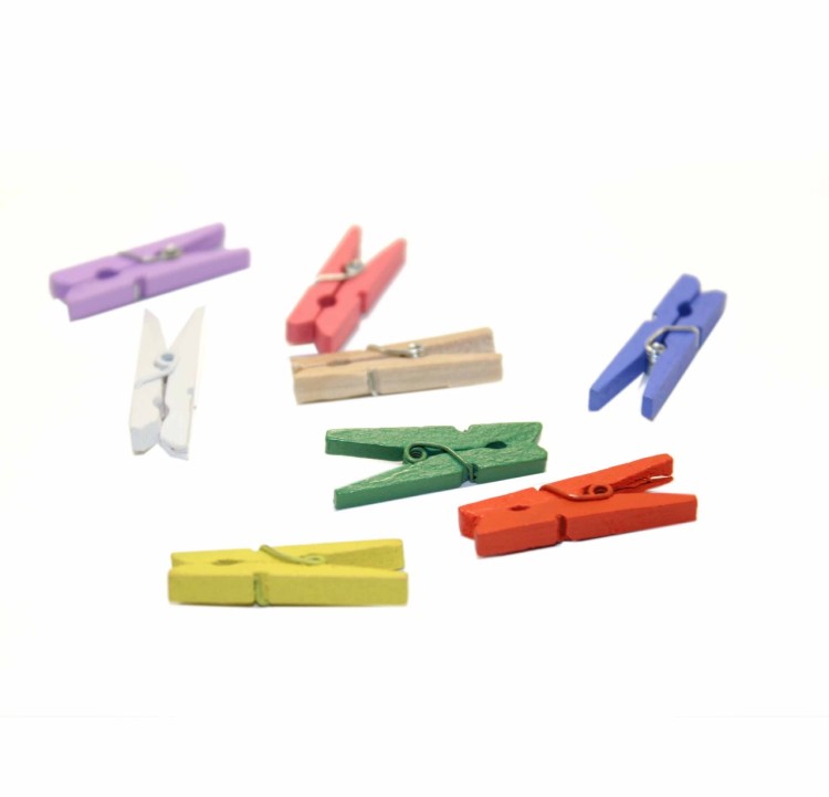 260014 Декоративные прищепки 4,5*1*0,7 см цветные (100 штук) 1/96