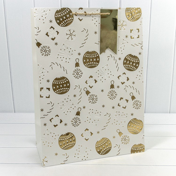 300382T Пакет подарочный "Новый год" с тиснением (микс) 40*55*20 1/20 1/80