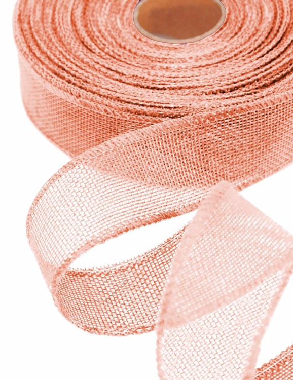 5511-40/A13 Лента декоративная из искусственного льна с проволокой 4 см*25 ярд персиковый 1/60 5511-40/A13 Лента декоративная из искусственного льна с проволокой 4 см*25 ярд персиковый 1/60