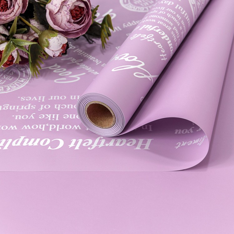 1662/7437 Плёнка 0,58*10м матовая с печатью "Good Luck" 65мкм Сиреневый-7437 1/30 1662/7437 Плёнка 0,58*10м матовая с печатью "Good Luck" 65мкм Сиреневый-7437 1/30