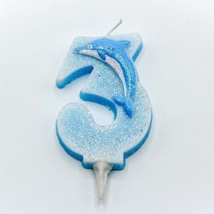 20012/3 Свечи для торта Цифра 3 "Дельфин" 6,7см 1/12 1/120