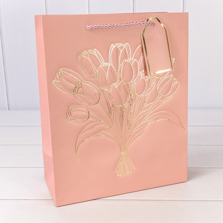 000330C	 Пакет подарочный "Букет" с блеском 210г 26*32*12 1/20 1/240