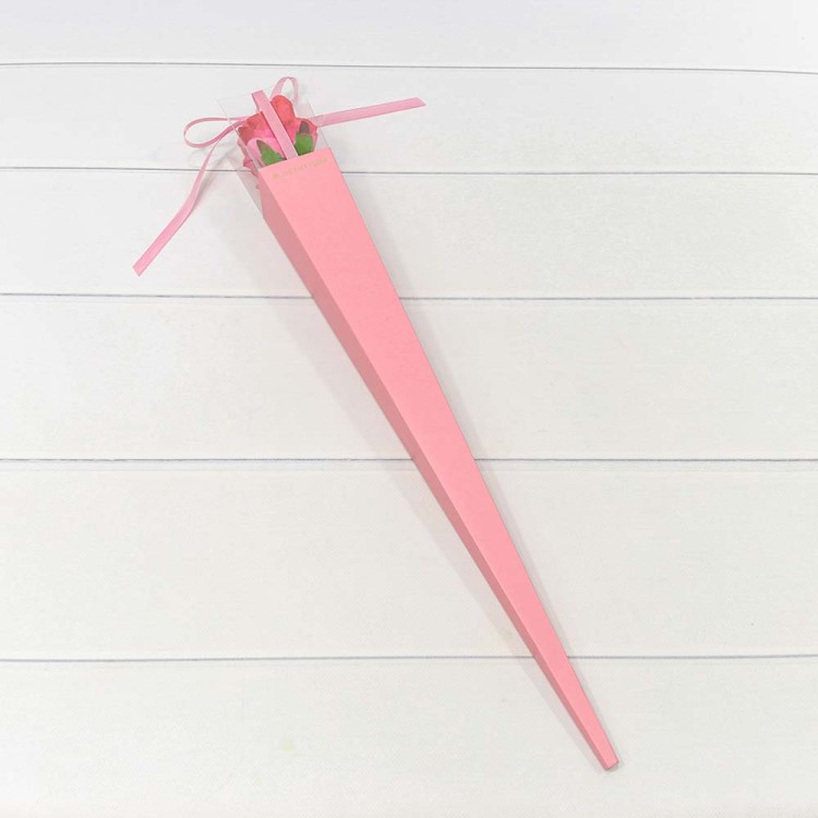 720017/7 Коробка "Ваза для цветов" 6*6*60 "Для одной розы" Розовый 1/10 1/500