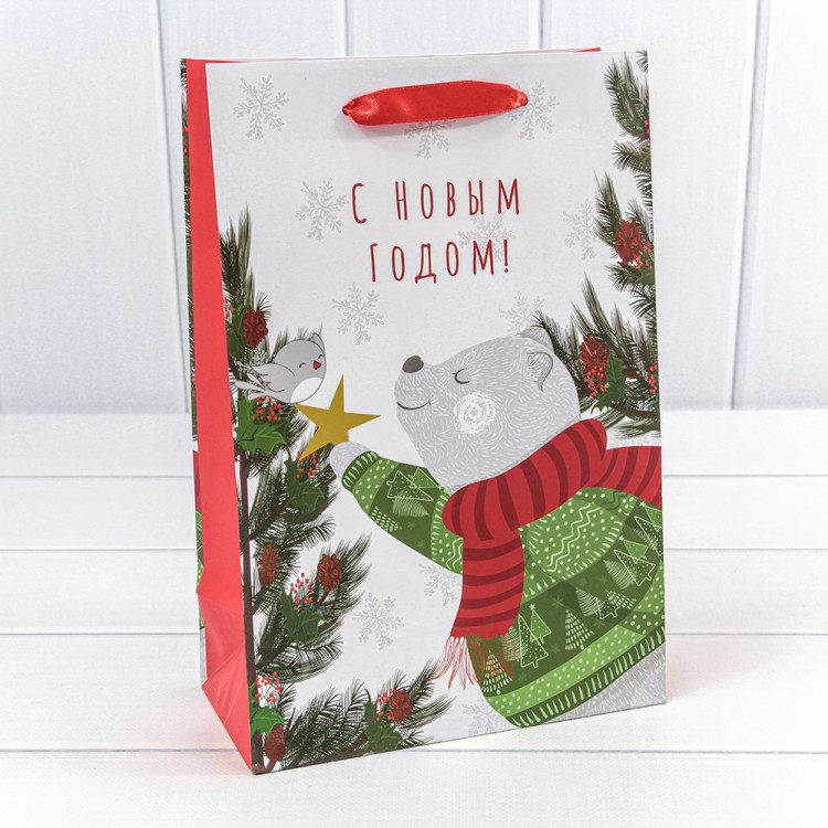 300430K	Пакет подарочный "Новый год" (микс 430) 20*30*10 128г 1/20 1/360
