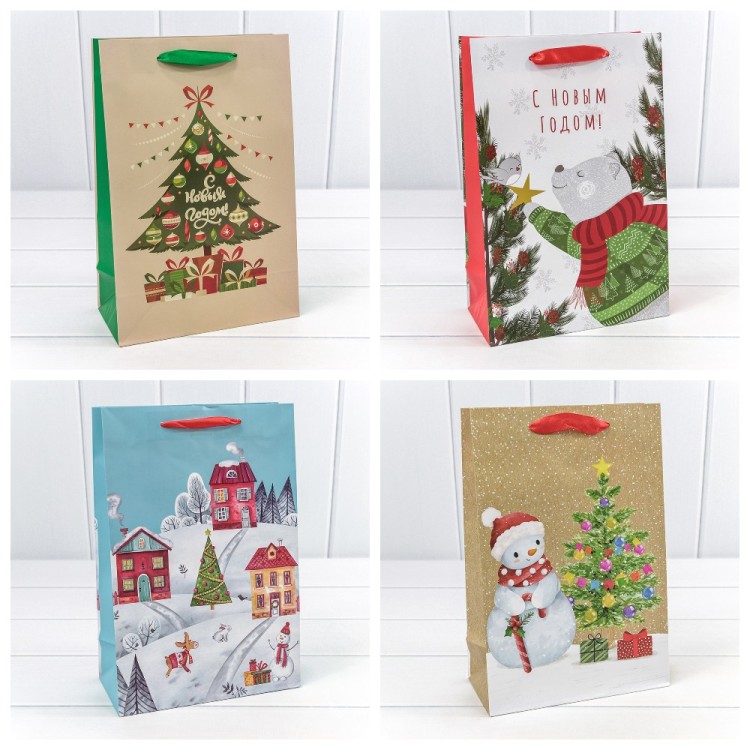 300430K	Пакет подарочный "Новый год" (микс 430) 20*30*10 128г 1/20 1/360