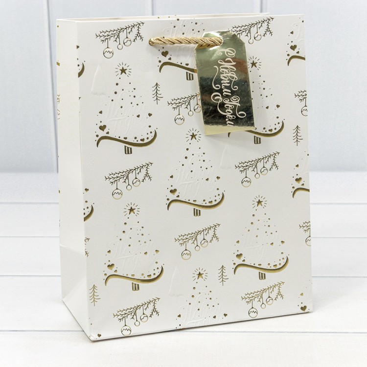 300382E Пакет подарочный с тиснением "Новый год" (микс) 18*23*10 210г 1/20 1/360