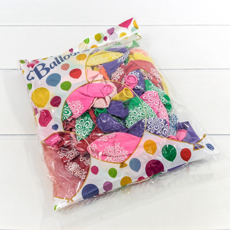 16500/2 Шарики воздушные из латекса с рисунком 12"/30см (100 шт.) 2,8г (микс 2) 1/60