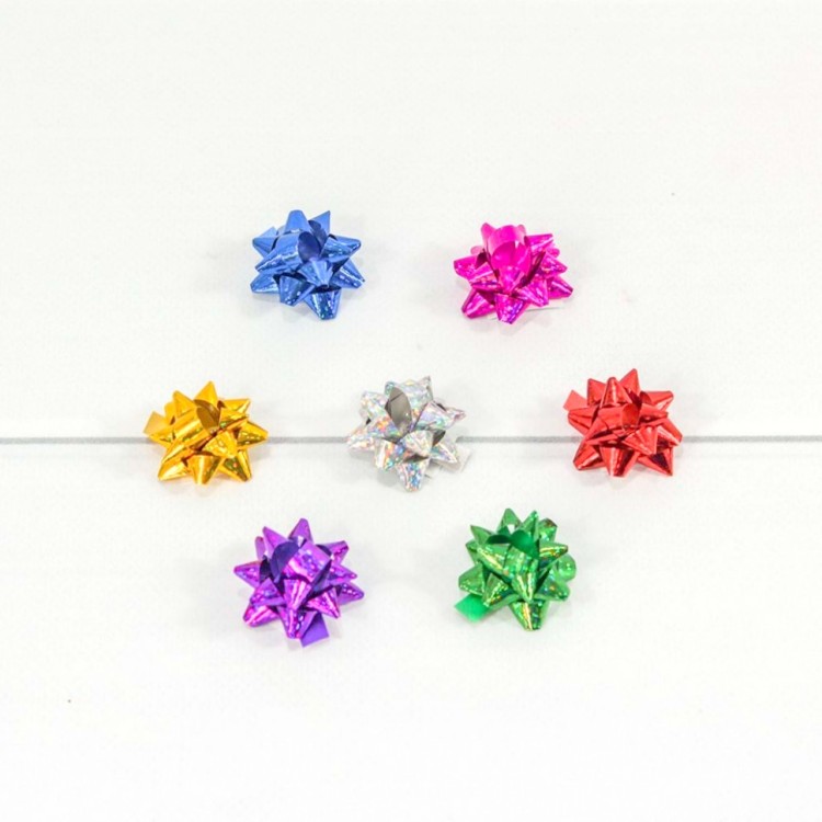 500557-10 Бант "Звезда" на липучке голография 2,5см (100 штук в упаковке) 1/72