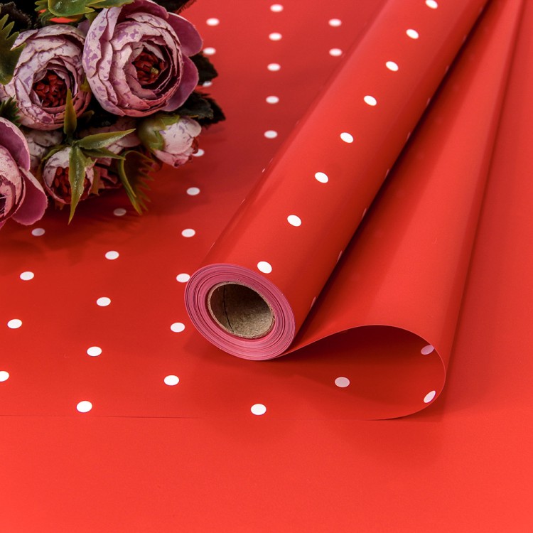 1691/3546 Плёнка 0,58*10м матовая "Мелкий горошек" 65мкм Красный-3546 1/30 1691/3546 Плёнка 0,58*10м матовая "Мелкий горошек" 65мкм Красный-3546 1/30