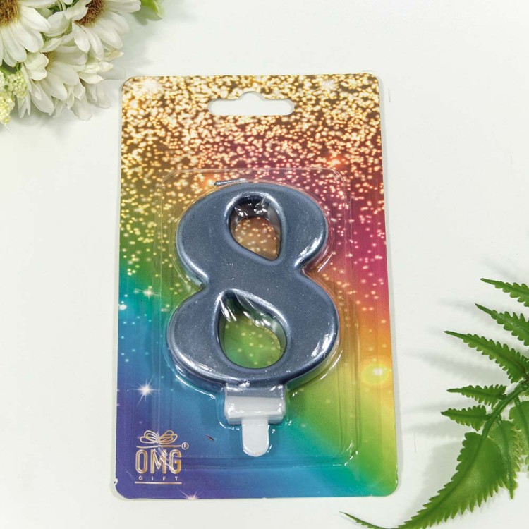 20010-74/8 Свеча для торта Цифра 8 "Гигант" 8см Синий 1/12 1/288