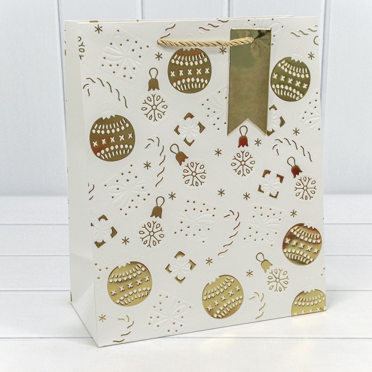 300382C Пакет подарочный "Новый год" с тиснением (микс) 26*32*13 1/20 1/120