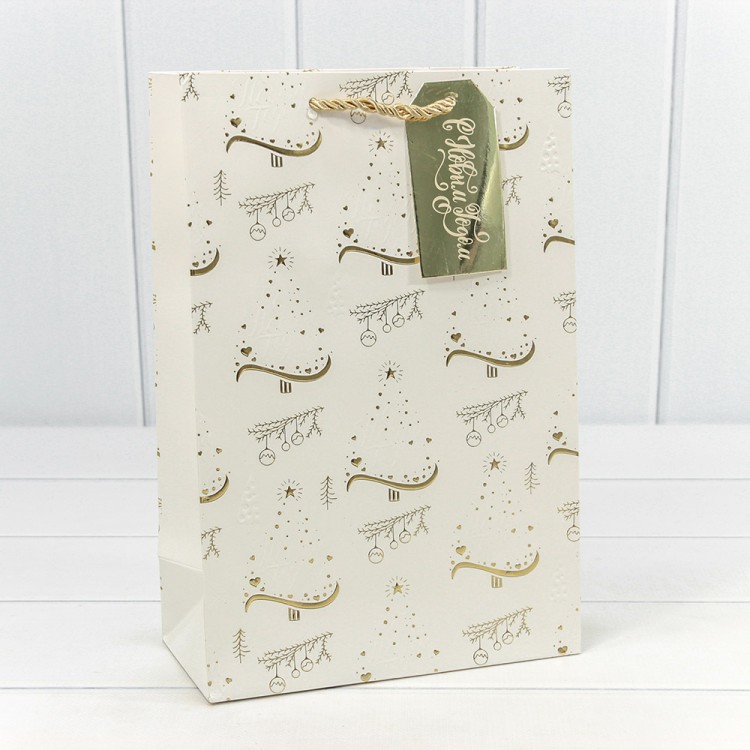 300382K Пакет подарочный с тиснением "Новый год" (микс) 20*30*10 210г 1/20 1/240