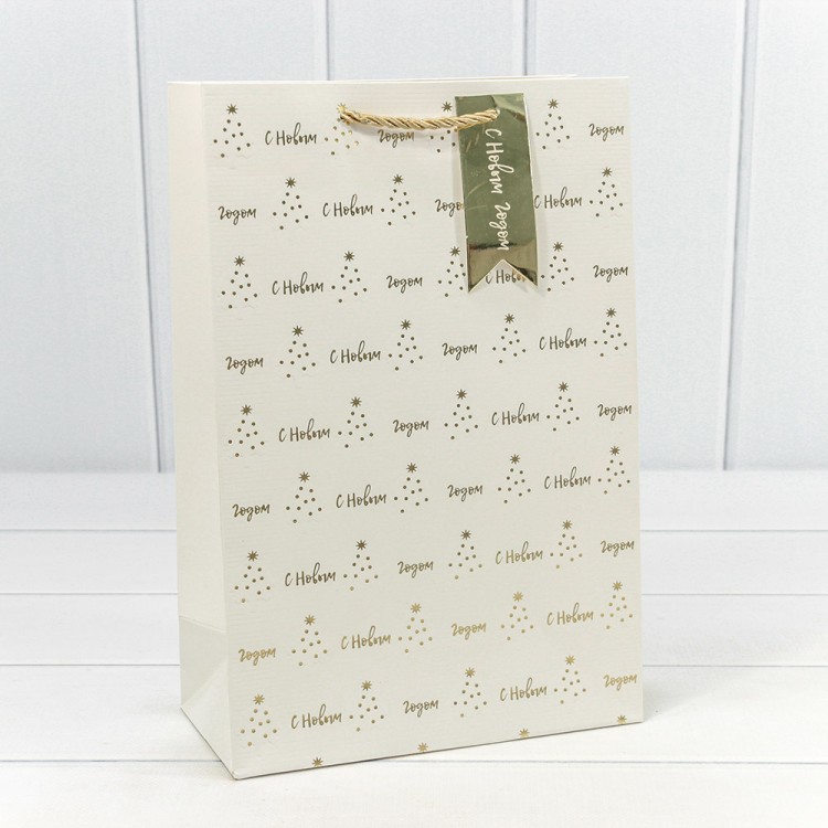 300382K Пакет подарочный с тиснением "Новый год" (микс) 20*30*10 210г 1/20 1/240