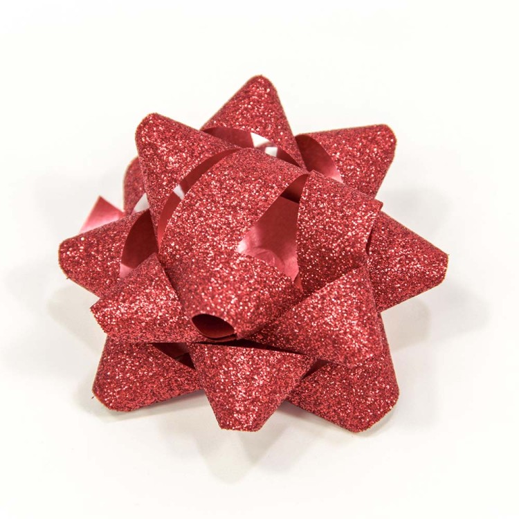 500564-76/3 Бант-звезда 7,6 см "Блеск" Красный 1/6 1/40 упак.