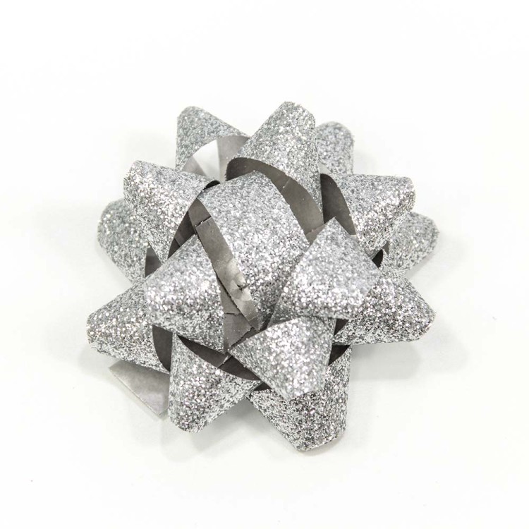 500564-63/2 Бант-звезда 6,3 см "Блеск" Серебряный 1/12 1/72 упак.