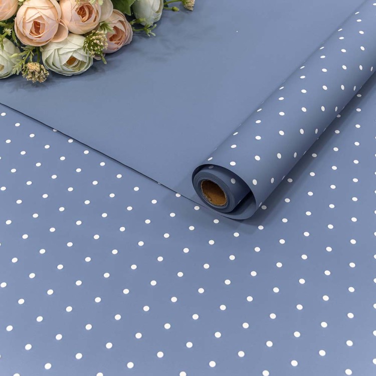 1691/6101 Плёнка 0,58*10м матовая "Мелкий горошек" 65мкм Синий 1/30 1691/6101 Плёнка 0,58*10м матовая "Мелкий горошек" 65мкм Синий 1/30