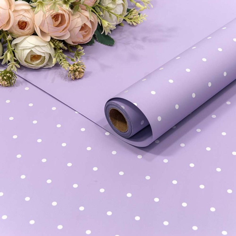 1691/4120 Плёнка 0,58*10м матовая "Мелкий горошек" 65мкм Сиреневый 1/30 1691/4120 Плёнка 0,58*10м матовая "Мелкий горошек" 65мкм Сиреневый 1/30