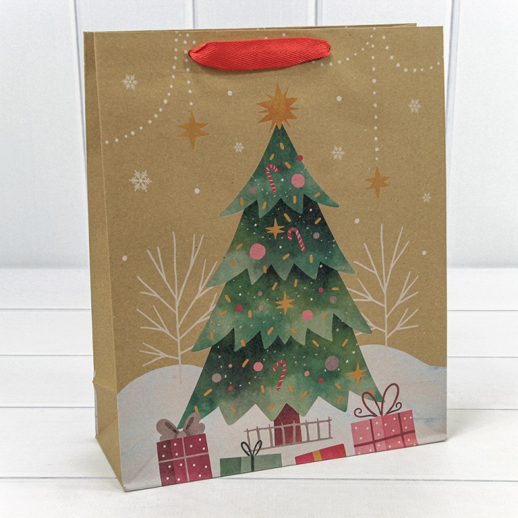 300432C Пакет подарочный Крафт "Новый год" (микс 432) 26*32*10 150г 1/20 1/360