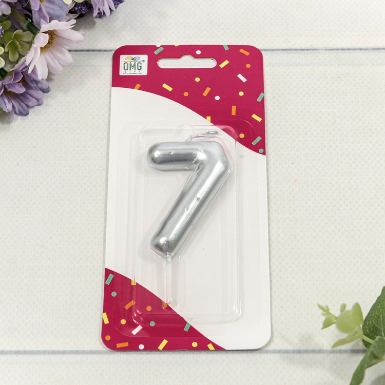 20014/7 Свеча для торта Цифра 7 Серебряный 6см 1/12 1/120