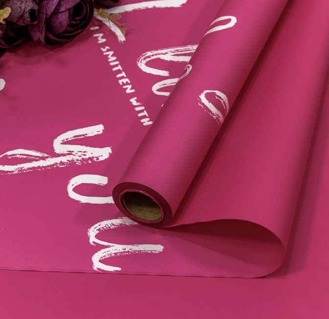 1660/2450 Плёнка 0,58*10м матовая "I like you" 55мкм Малиново-розовый 1/30					