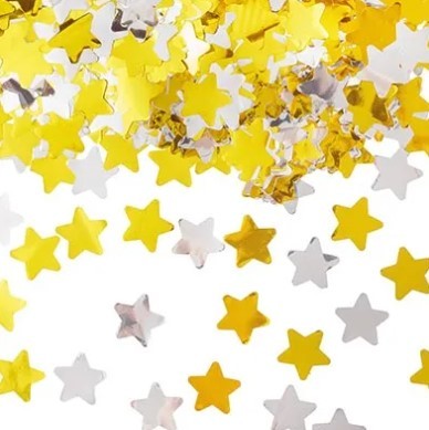 1501-5826 Хлопушка 30см Звезды золото/серебро