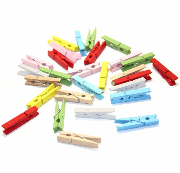 260013 Декоративные прищепки 3*0,8*0,4 см цветные (100 штук) 1/100 1/120 
