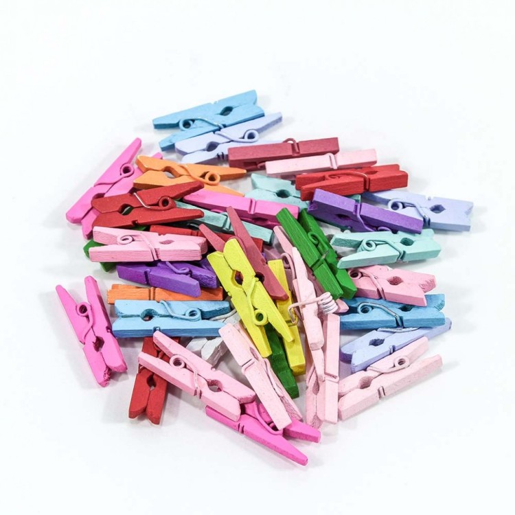 260016 Декоративные прищепки Цветные 2,5*0,7*0,3 см (100 шт) 1/120 
