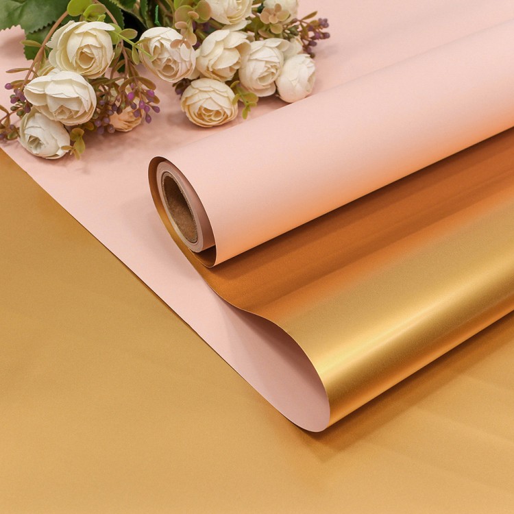 1611/4032 Плёнка 0,58*10м матовая двухсторонняя 50мкм Золотой/Персиковый 1/30	