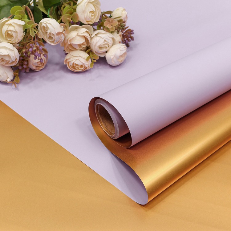 1611/2085 Плёнка 0,58*10м матовая двухсторонняя 60мкм Золотой/Сиреневый 1/30	