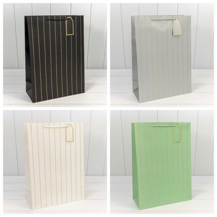 000490A  Пакет подарочный с тиснением "Полосы" (микс) 31*42*12 210г 1/20 1/80