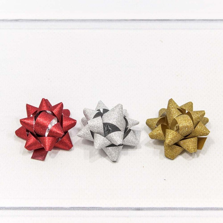 500565-38 Бант-звезда 3,8 см "Матовый блеск" (микс) 1/12 1/100 упак.