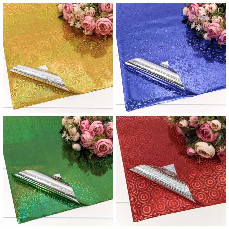 13202 Плёнка в листах (рулон) 70*100 (40 шт.) Голография (микс) 35мкм 1/30