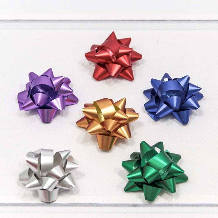 500567-38 Бант-звезда 3,8 см "Матовый металл" 1/12 1/100 упак.