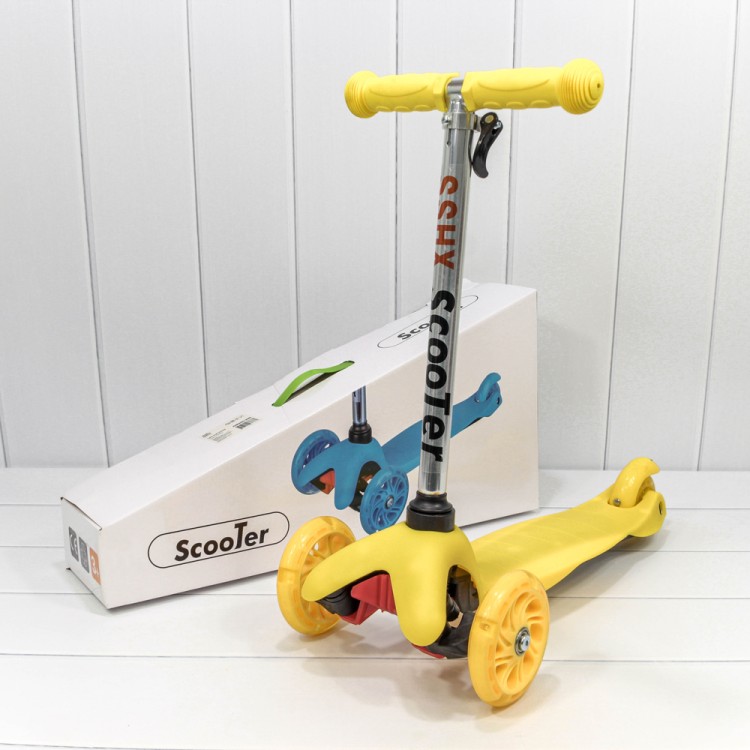 000200-200 Самокат детский 3-х колёсный со светящимися колесами (ассортимент) 1/12