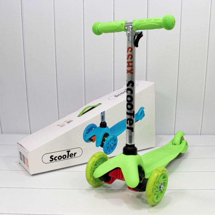 000200-200 Самокат детский 3-х колёсный со светящимися колесами (ассортимент) 1/12