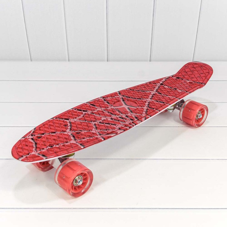 0001010-100 Скейтборд из пластика 56*14,5 со светящимися колесами с принтом (ассортимент) 1/8