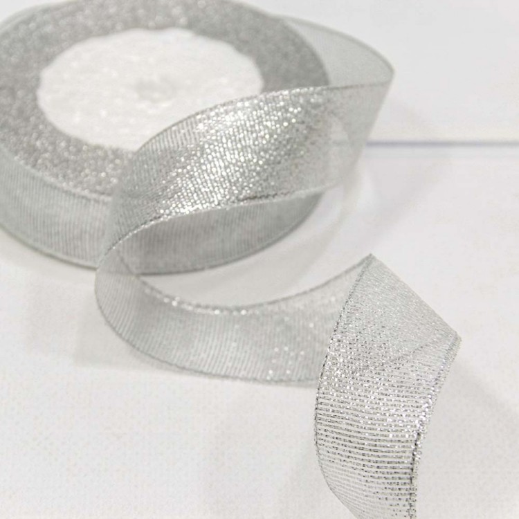 557-25/S	Лента Парча с блеском 2,5см*25ярд Серебряный 1/5 1/300	