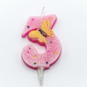 20011/3 Свечи для торта Цифра 3 "Бабочка" 6,7см 1/12 1/120